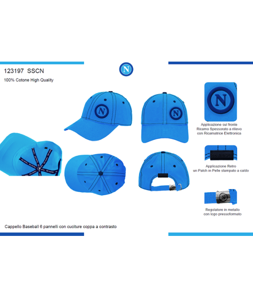 CAPPELLO NAPOLI UFFICIALE ORIGINALE ENZO CASTELLANO AZZURRO
