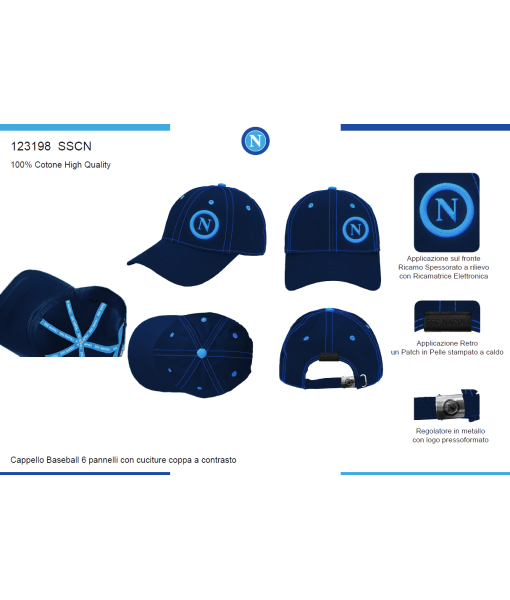 CAPPELLO NAPOLI UFFICIALE ORIGINALE ENZO CASTELLANO BLU NAVY