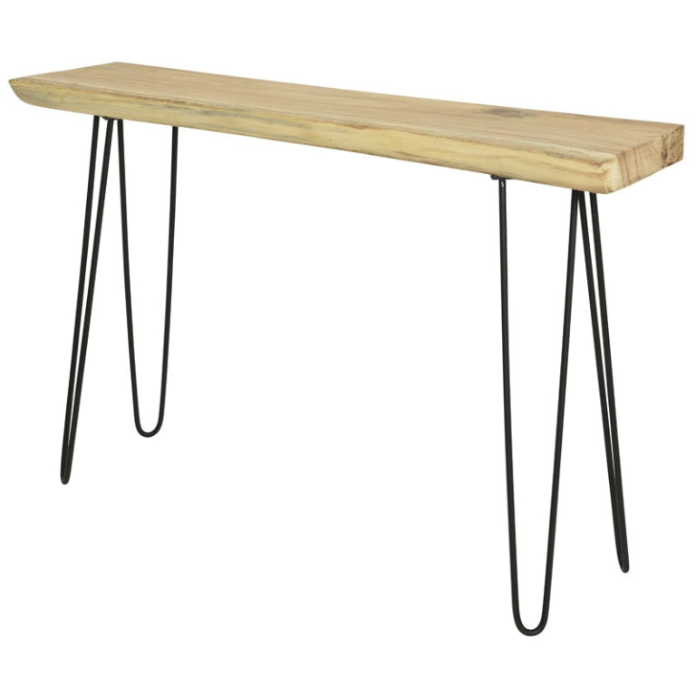 CONSOLLE 30X120X80CM LEGNO E METALLO - DESIGN INDUSTRIAL NATURALE