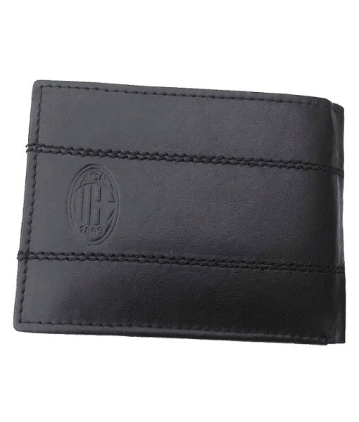 AC MILAN OFFICIAL BLACK SLIM WALLET in GENUINE ORIGINAL ENZO CASTELLANO LEATHER 042