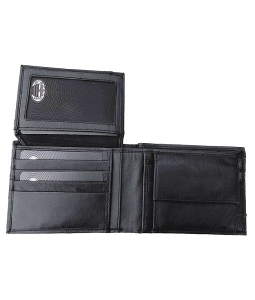 AC MILAN OFFICIAL BLACK SLIM WALLET in GENUINE ORIGINAL ENZO CASTELLANO LEATHER 042
