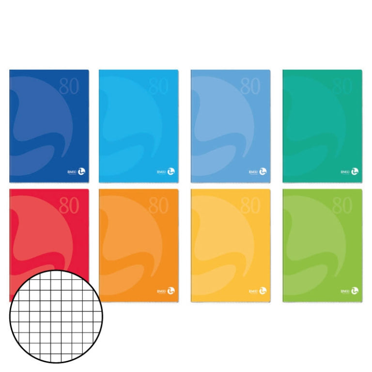 NOTEBOOKS 80GR RIG.5MM 12PCS COLOR