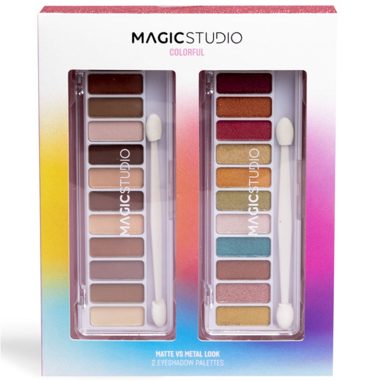 SET 2 PALETTE OMBRETTI – MAGIC STUDIO COLORFUL “MATTE VS METAL LOOK”