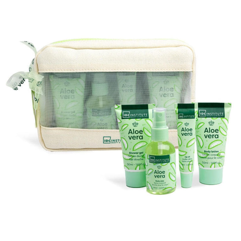 SET DA BAGNO ALOE VERA CON TRAVEL BAG SET 4PZ - IDC INSTITUTE