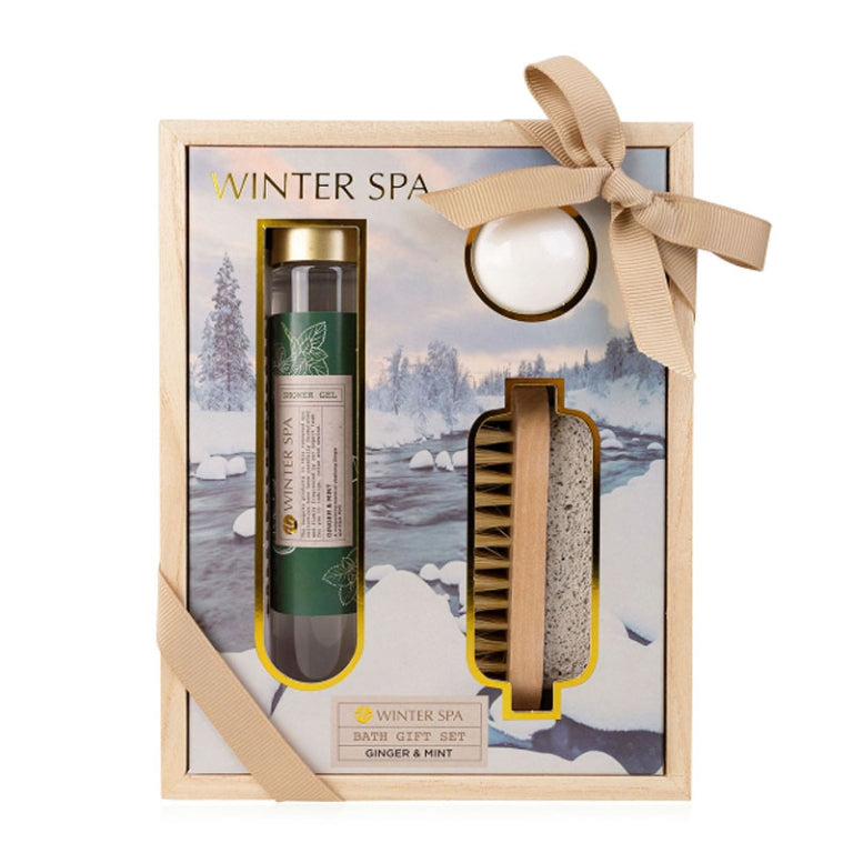 SET DA BAGNO SPAZZOLA E PIETRA POMICE WINTER SPA GINGER & MINT
