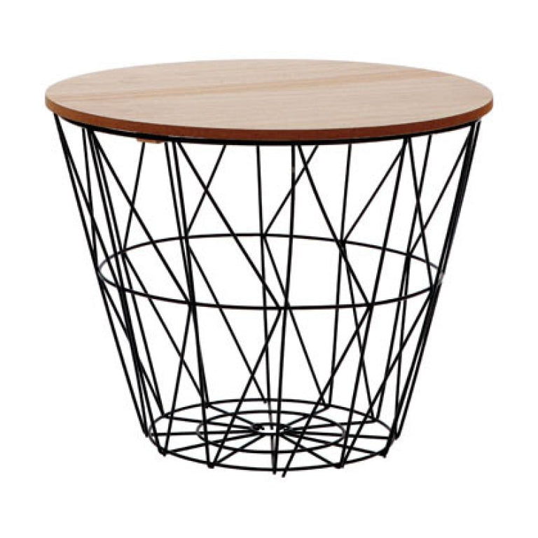 TAVOLINO CONTENITORE METALLO D38H31CM - – STILE INDUSTRIAL E FUNZIONALE