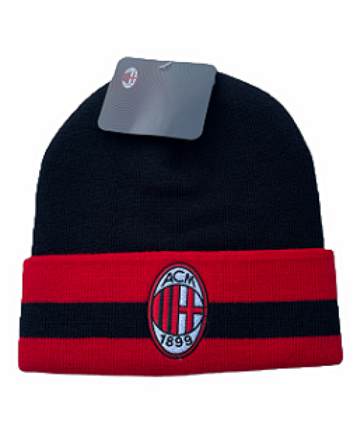 OFFICIAL AC MILAN CAP WINTER HAT in BLACK ACRYLIC