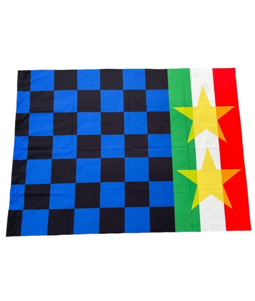 BANDIERONE NERO e AZZURRO SCUDETTO 2 STELLE CAMPIONI D'ITALIA 215x142