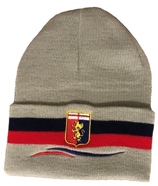 OFFICIAL GENOA CAP in GREY ACRYLIC | EMBROIDERED GENOA WINTER HAT GE-CUFGR06 