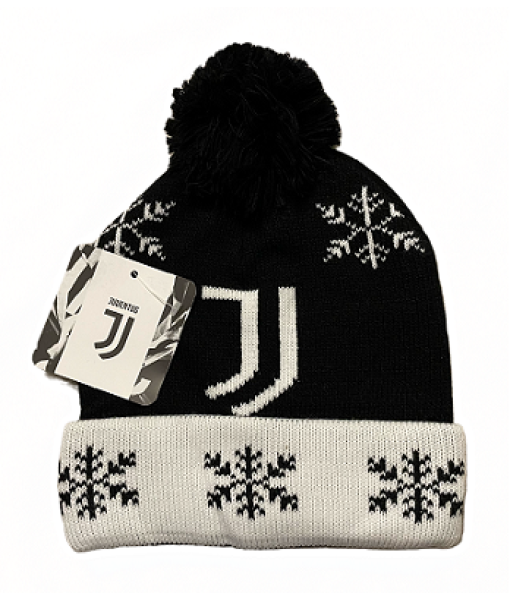 OFFICIAL JUVENTUS BLACK AND WHITE CHRISTMAS HAT with POM POM