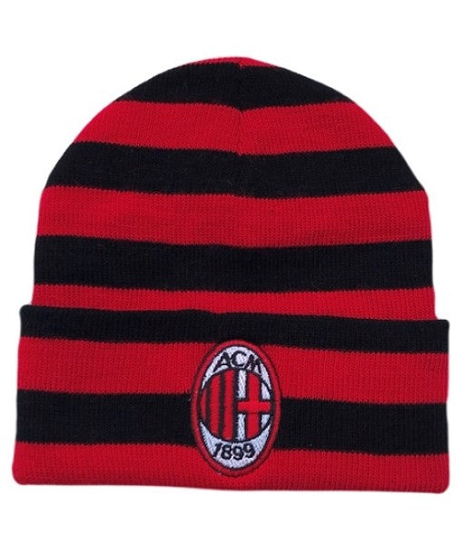 BERRETTO MILAN UFFICIALE CAPPELLO INVERNALE in ACRILICO ROSSONERO a RIGHE