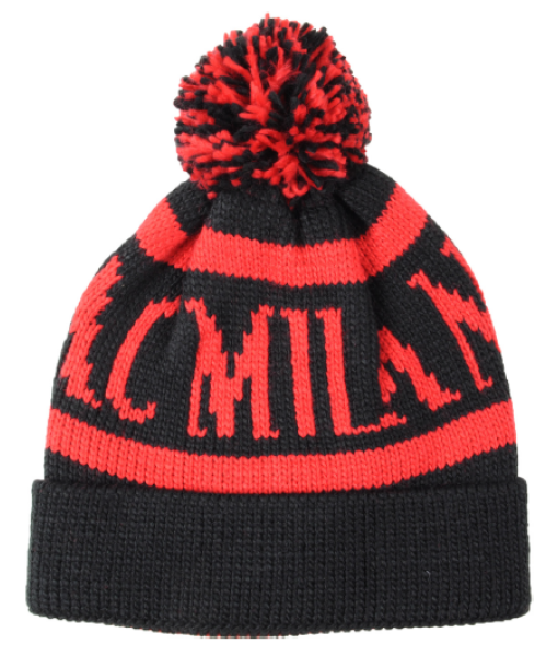 OFFICIAL AC MILAN BEANIE WITH PON PON | ORIGINAL AC MILAN WINTER HAT BY CASTELLANO MI105 