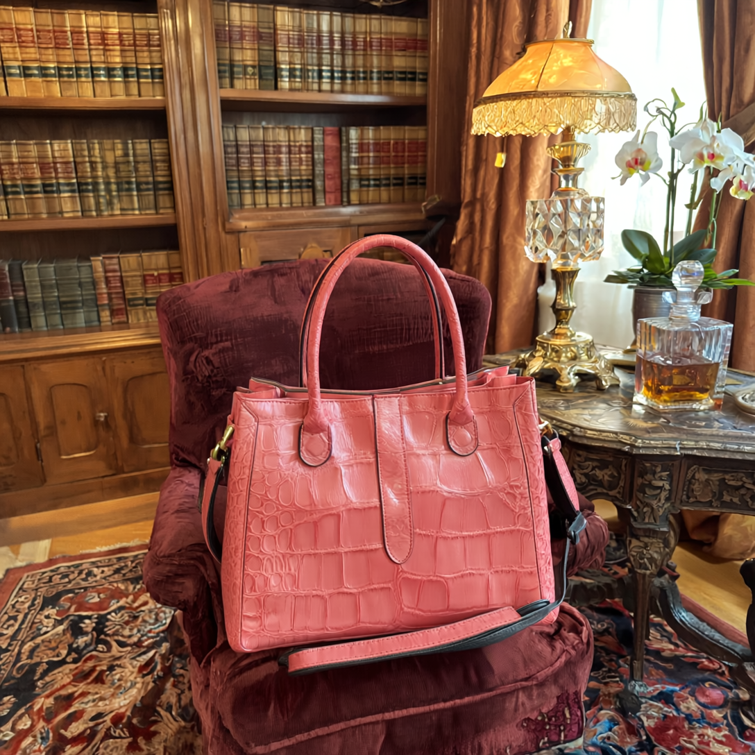 ANDROMEDA - Borsa Saddle Guia's 1964 in vero Coccodrillo con chiusura magnetica