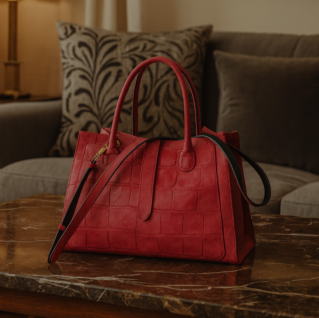 ANDROMEDA - Borsa Saddle Guia's 1964 in vero Coccodrillo con chiusura magnetica