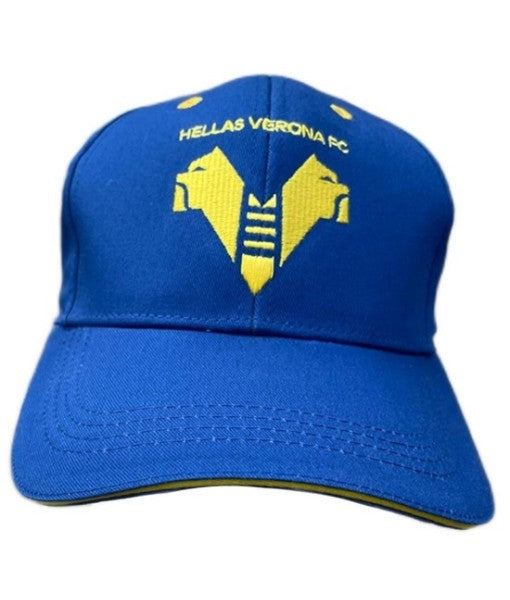 CAPPELLO VERONA UFFICIALE HELLAS in COTONE BLU ROYAL RICAMATO