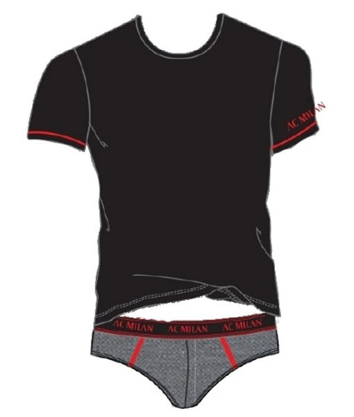 OFFICIAL MILAN T-SHIRT + BRIEF SET MEN'S UNDERWEAR BLACK AND GREY size XXL XL LMS