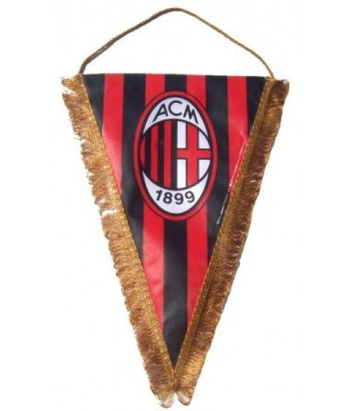 OFFICIAL MILAN PENNANT small 14 x 17 cm TRIANGULAR RED AND BLACK
