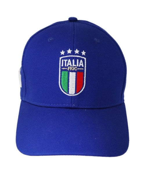 CAPPELLO ITALIA F.I.G.C. UFFICIALE in COTONE BLU ROYAL RICAMATO