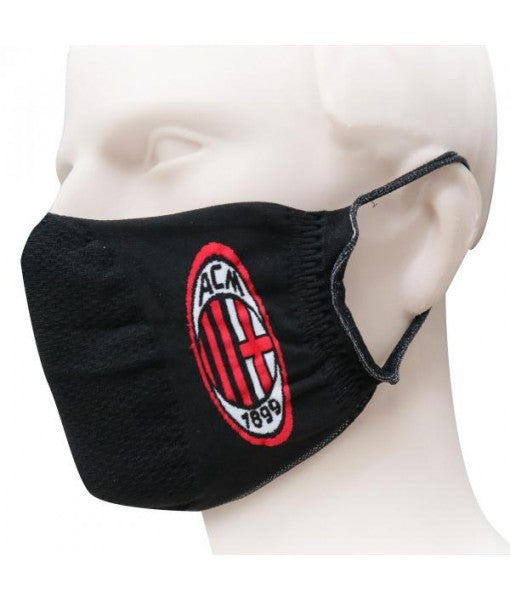 MASCHERINA MILAN UFFICIALE COPRIBOCCA ADULTO in TESSUTO DOPPIO STRATO LAVABILE RIUTILIZZABILE