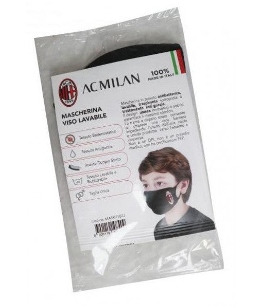 MASCHERINA MILAN UFFICIALE COPRIBOCCA BAMBINO in TESSUTO DOPPIO STRATO LAVABILE RIUTILIZZABILE