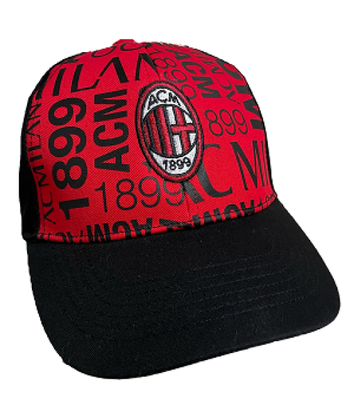 OFFICIAL AC MILAN HAT in BLACK AND RED COTTON WITH WRITINGS 