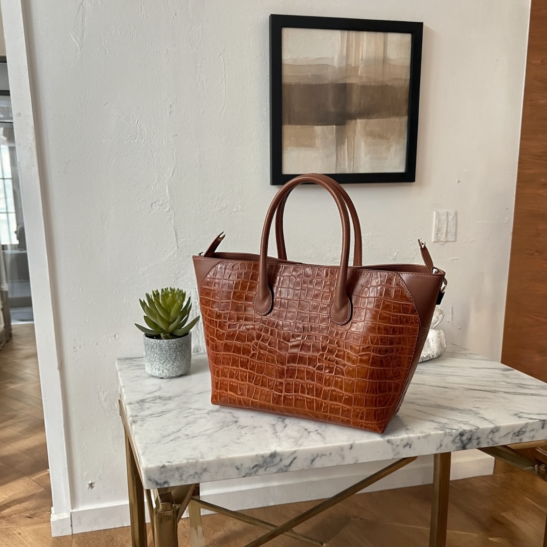 PAOLA LARGE BOX - Shopper trasformabile Guia's 1964 in vera pelle stampa cocco