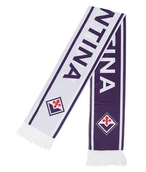 OFFICIAL FIORENTINA SCARF, lightweight, WHITE-PURPLE SATIN model
