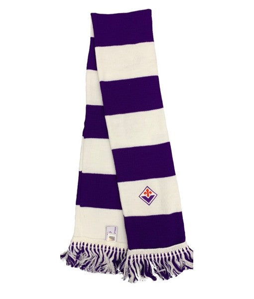 OFFICIAL FIORENTINA TUBULAR SCARF IN WHITE AND PURPLE EMBROIDERED ACRYLIC