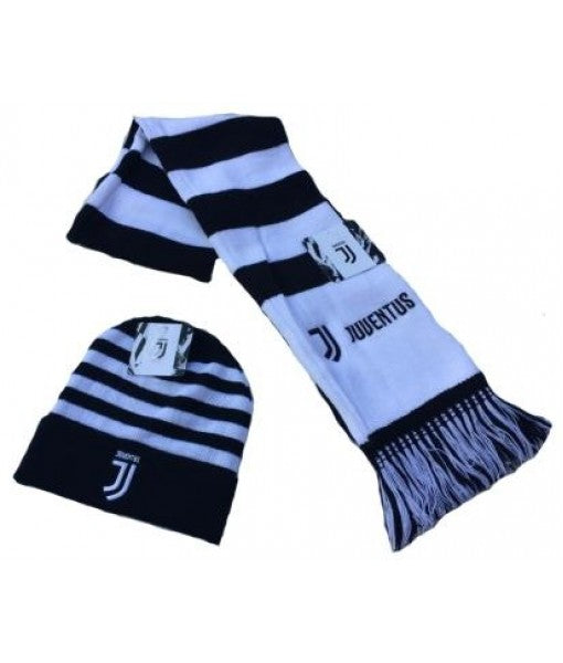 SET JUVENTUS SCIARPA + CUFFIA UFFICIALE KIT JUVE INVERNALE RICAMATO BIANCONERO/04-05