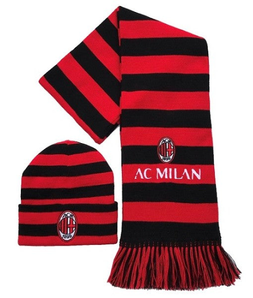 SET MILAN SCIARPA + BERRETTO UFFICIALE INVERNALE KIT in ACRILICO ROSSONERO MILLERIGHE